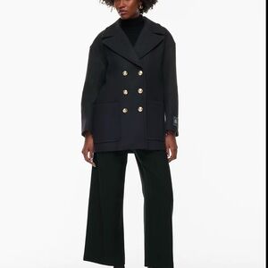 Babaton Navy Pea Coat with Gold Buttons